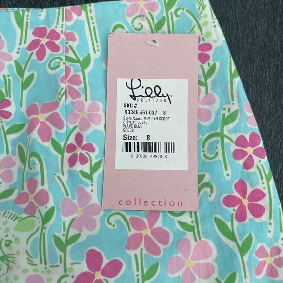 Lilly Pulitzer Kimilyn Skort Wave Blue Floral Tiger, Size 8 NWT - Picture 3 of 7